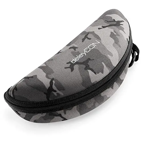 deleyCON Brillenetui Hardcase Hartschalen Etui Brillentasche Brillenbox Hardcover Tasche Sportbrillen Fahrradbrillen Brillen Lesebrillen Sonnenbrillen Brillenputztuch - Schwarz Camouflage