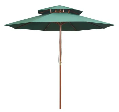Sonnenschirm mit Entlüftung 270x270 cm Holzmast Grün - Ampelschirm mit 270 cm Breite und Entlüftung, ideal für sonnige Tage im Garten oder auf der Terrasse, sorgt für optimalen Schatten und Stabilität.