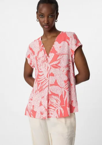 Comma Kurzarmbluse mit V-Ausschnitt und All-over-Print - Blusenshirts aus 100% Viskose, leicht und luftig für einen stylishen Sommerlook in lebhaftem Pink.