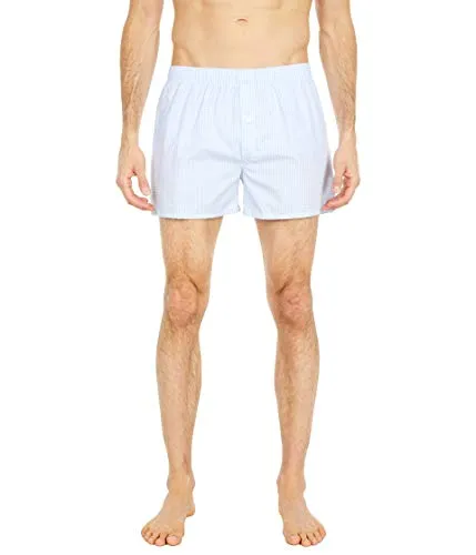 Hanro Boxershorts aus Baumwolle in Hellblau Melange, Größe L - Hochwertige Herren Boxershorts aus 100% Baumwolle, mit lockerem Schnitt und elastischem Bund für optimalen Tragekomfort. Geknöpfter Eingriff für praktische Handhabung, perfekt für den Alltag.