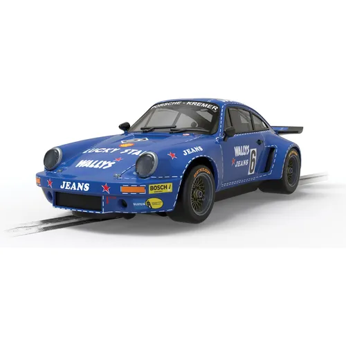 Scalextric C4398 Porsche 911 Carrera RSR Wallys Jeans Nr.6 - Scalextric Slotcar im Maßstab 1:32, detailgetreu und ideal für Rennsport-Fans und Sammler.