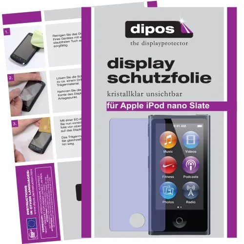 dipos I 2X Schutzfolie klar kompatibel mit Apple iPod Nano Slate 7G Folie Displayschutzfolie