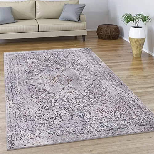 Paco Home Teppich Wohnzimmer Kurzflor Vintage Abstraktes Orientalisches Muster Modern Ornamente Bordüre, Grösse:120x170 cm, Farbe:Bunt 2