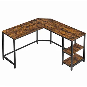 VASAGLE L-Form Schreibtisch braun mit 8-Fuß-Gestell schwarz von VASAGLE