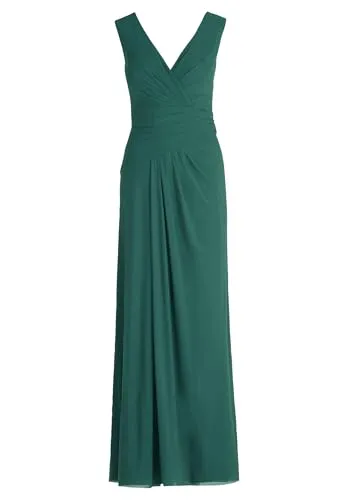 Vera Mont Damen Abendkleid V-Ausschnitt Dark Emerald, Größe 52 - Elegantes Abendkleid von Vera Mont mit figurbetonter Passform und 154 cm Länge. Stilvolle Falten verleihen dem Kleid eine raffinierte Note, ideal für besondere Anlässe. Das leichte Material sorgt für einen angenehmen Tragekomfort.