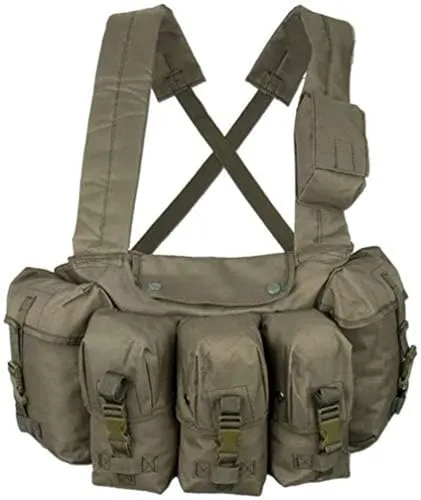Mil-Tec Unisex 1610353000190000-brystrig Chest Rig, oliv, Einheitsgröße EU - Sicherheitswesten & Sicherheitsgurte, optimaler Schutz durch EVA-Schaumstoff für militärische Einsätze und Outdoor-Aktivitäten.
