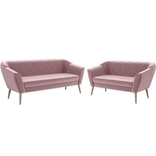 MEBLINI Mini Sofa Set 3-2 für Wohnzimmer in pink von MEBLINI
