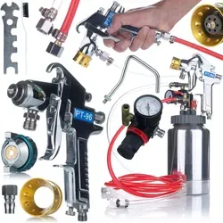 Pneumatische Hochdruck-Spritzpistole mit 2L Tank - Lackierpistole für professionelle Projekte, 2L Behälter für längere Arbeitszyklen und präzise 1,4 mm Düse für gleichmäßige Abdeckung.
