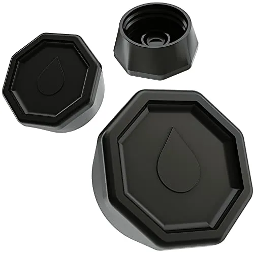 Sodaquip® Deckel für Sodastream Glasflaschen Crystal & Penguin aus Premium Kunststoff - 3x moderne Deckel für Sodastream Glasflasche - Ersatzdeckel, Verschluss, Flaschendeckel (3x Schwarz)