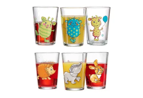 Ritzenhoff & Breker Kindergläser Monsterchen Waldtiere 6er Set - Gläser für Kinder, 6-teiliges Set mit niedlichen Wald- und Monster-Motiven, das zum Trinken und Spielen anregt und Kinderaugen zum Strahlen bringt.