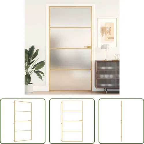 The Living Store Innentür Schlank Golden 102,5x201,5 cm Hartglas und Aluminium
