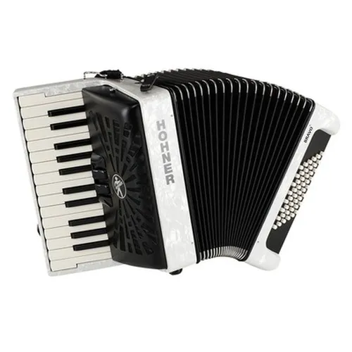 Hohner Bravo II 48 White Silent Key Akkordeon von Hohner