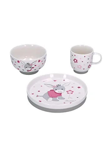 Sterntaler Baby Mädchen Kindergeschirr Set Emmi Girl 3-teilig - Kleinkindergeschirrset mit niedlichem Emmi Girl Motiv, lebensmittelecht und spülmaschinenfest - ideal für den täglichen Gebrauch und sicheres Essen für kleine Mädchen.