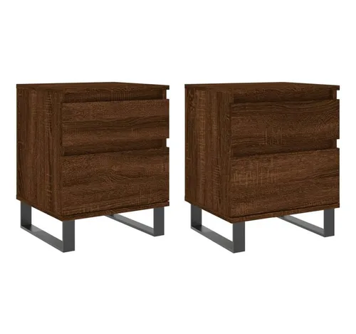 furnicato Nachttisch Brauner 40 x 35 x 50 cm mit Schublade und Tür (2-St) - Eleganter Nachttisch für stilvolle Räume. Aus robustem Holzwerkstoff gefertigt, bietet er praktische Aufbewahrung mit Schublade und Tür. Ideal für Bücher und Dekoration, sorgt er für Ordnung und einen modernen Akzent in deinem Zuhause.