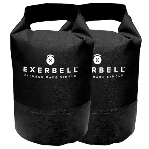 Exerbell Kettlebell verstellbar & faltbar 2-14 kg (2 x Schwarz) – Wasser- und Sandsack Kettelball – Adjustable Kettlebell – Sandbag Training & Gewichtssack – Strength Training Equipment