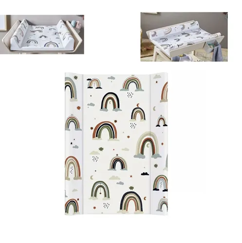 Wickelauflage Rotho Babydesign Folie 2-Keil 70 x 50 x 10 cm - Wickelauflage mit abwaschbarer, wasserdichter Folie und buntem Regenbogen-Design, ideal für Jungen und Mädchen, perfekt für unterwegs.