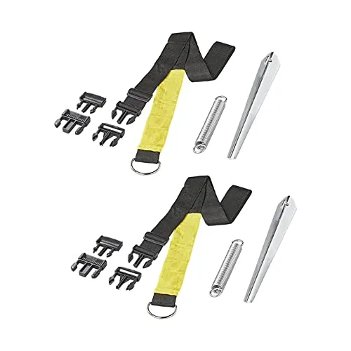 APT Sturmband Abspannset für Vorzelte Markisen Safarirooms 2x3M - Vordächer & Vorzelte – Hochstrapazierfähige Nylongurte mit speziellen Clips für maximale Stabilität, ideal gegen Windböen. Lieferumfang: 2x Spannband, 2x Spannfeder, 2x Hering, 6x Schnellverschlüsse.