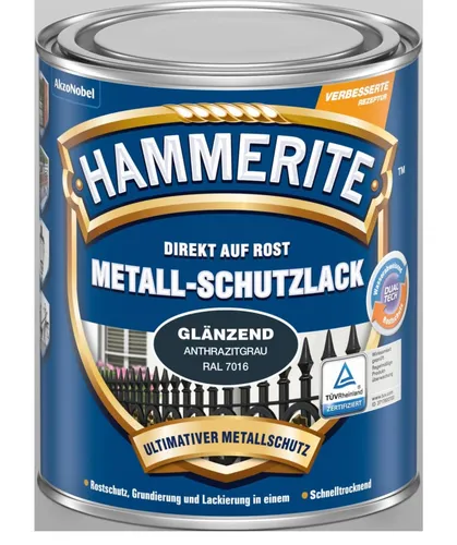 Hammerite Metallschutzlack Glänzend, Anthrazitgrau, 250ml