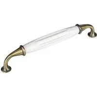 SOTECH Porzellangriff JOHANNA BA 160 mm Antik Messing Weiß in gold von SO-TECH