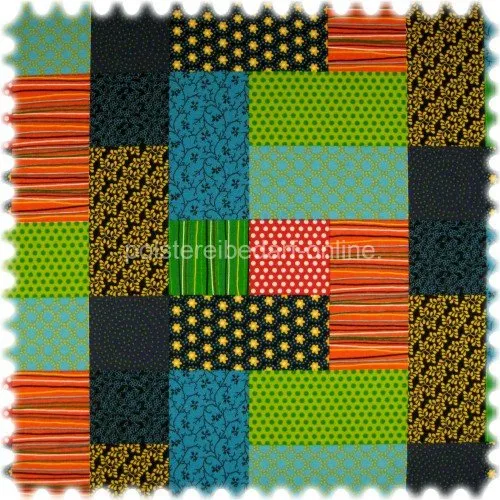 Farbdruck Möbelstoff Patchwork Grün/Blau