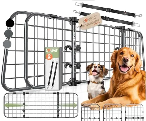 LOVPET® Hundegitter Auto – Verstellbares Trenngitter für sicheren Transport - Das LOVPET Hundegitter bietet eine flexible Montage ohne Bohren und sichert Ihren Hund im Auto. Ideal für Kombis, SUVs oder Vans – für einen sicheren Transport von Haustier und Gepäck.