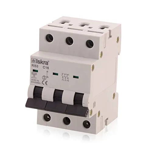 Sicherungsautomat Leitungsschutzschalter MCB Eco-Line, 16A, Typ C, 3-polig, 400V, bietet effektiven Schutz, 1 Stück