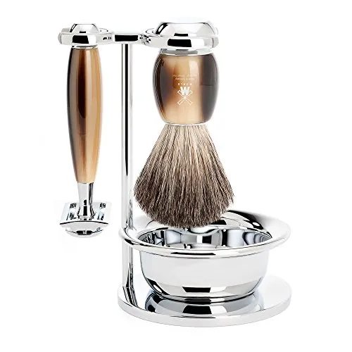 Mühle VIVO 4-piece Shaving Set - Rasierzubehör für Herren, ideales Set für eine klassische Rasur mit professionellen Ergebnissen, inklusive Rasierer, Pinsel und Ständer für optimale Hautpflege.