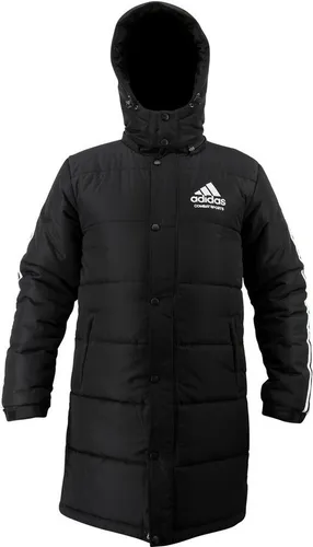 adidas Herren Long Parka, Schwarz, S - Ideal für Outdoor-Aktivitäten - Funktionsjacke aus leichtem, wärmendem Polyester, mit abnehmbarer Kapuze und praktischen Reißverschlusstaschen, perfekt für Athleten und Freizeit.