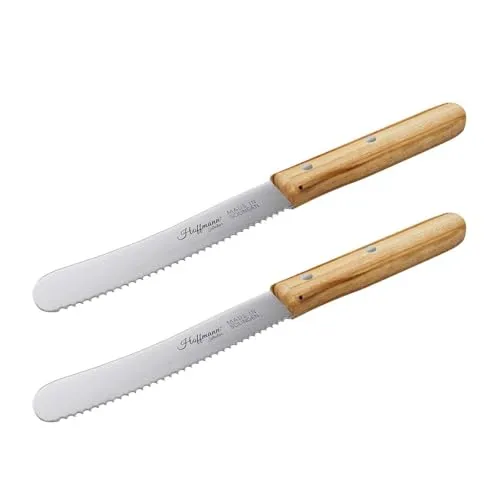 Hoffmann Buckelmesser mit Buchenholzgriff, 21,5 cm - Handgefertigtes Buckelmesser aus Solingen mit rostfreier Klinge und ergonomischem Buchenholzgriff. Ideal zum mühelosen Schneiden von Brötchen und Aufstrichen – perfekte Qualität für den täglichen Einsatz.