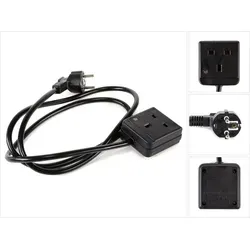 UK zu EU Netzkabel Adapter 1,5 m ( Stecker / Kabel / Verlängerung / Konverter/ Reisestecker / Reisekabel ) UK2DE - Schwarz