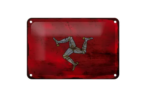 Blechschild Flagge Isle of Man 18x12 cm Isle of Man Rost Deko Schild