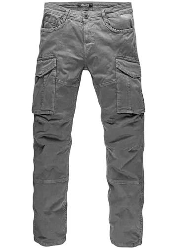 REPUBLIX Herren Cargohose Cargo Jogger Chino Hose Jeans R7023 Dunkelgrau W36