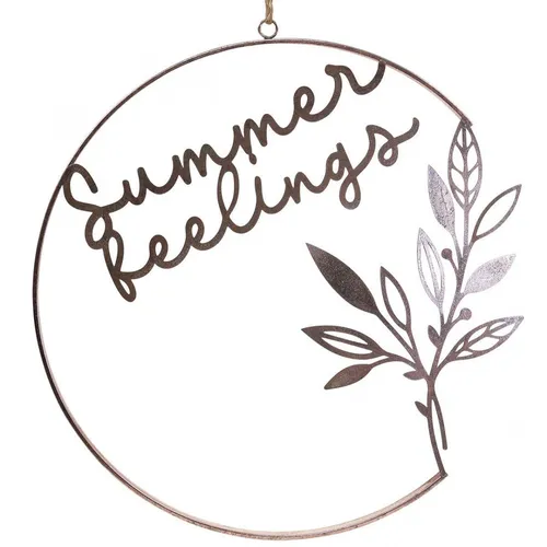 Dekoring Wanddeko mit Schriftzug und Zweigen – Sommerliche Eleganz - Stylische Wanddeko für den Sommer: Glänzendes Design aus Metall & Jute, 49cm breit und 64cm hoch. Perfekt zur Verschönerung Ihrer Räume!