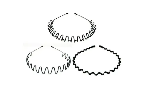 LuxusKollektion Haarreif 3x Metall Haarbänder Schwarz Welle Herren Damen Stirnband Yoga