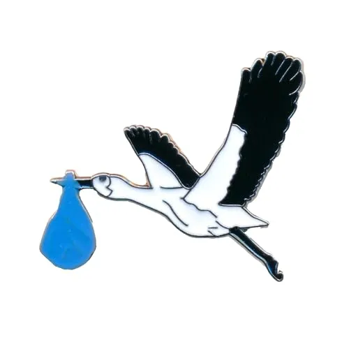 Klapperstorch Heilebart Knickerbein mit Baby von Hegibaer