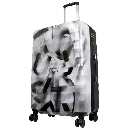 Polycarbonat Reisekoffer Verona 75cm - Graffiti-Look Trolley - Großer Koffer Größe L aus robustem Polycarbonat mit stylischem Graffiti-Design. Beidseitig bepackbar, 360° drehbare Doppelrollen und integriertes Zahlenschloss für sichere Reisen. Extra Dehnfalte für mehr Packvolumen!