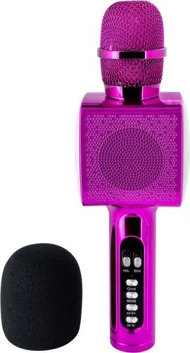 Bigben PARTY BTMIC - Wireless Microphone & Speaker with Light Effects - Pink - Mikrofon-Sets: Tragbares Karaoke-Mikrofon mit Bluetooth 5.0, 15W Lautsprecher und beeindruckenden Lichteffekten für unvergessliche Partys.