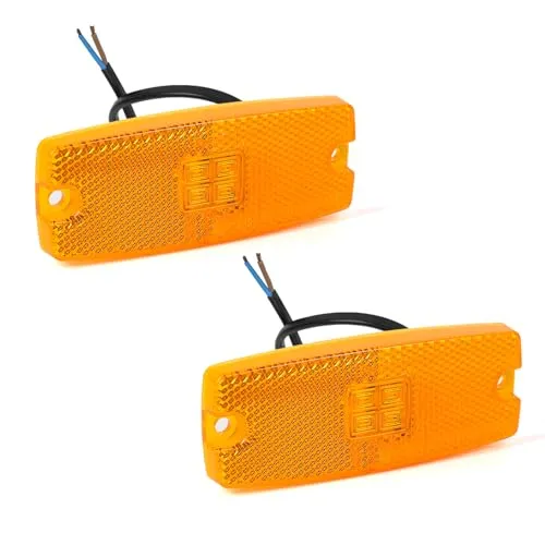 AOHEWEI 2 x Gelb LED Seitenmarkierungsleuchten Lkw Markierungsleuchten Pkw Anzeige Positionsleuchte Lampe Vorderseite mit Reflektor für Anhänger Van Wohnwagen 10~30V ECE-genehmigt (Gelb)