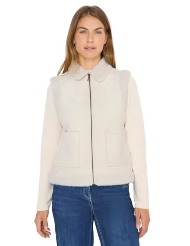 Plüschweste CECIL Damen XXL - Pullover mit Teddy Futter für extra Wärme und Komfort, lässig geschnitten und perfekt für den Alltag in light greige.