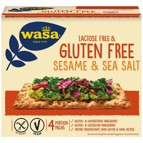 Wasa Knäckebrot Gluten- und Laktosefrei mit Sesam und Meersalz 240g