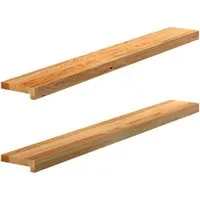 vidaXL Fensterbänke 2 Stk. Hellbraun aus Massivholz Eiche - Fensterbänke aus robustem Eichenholz, ideal für eine natürliche Optik und langlebige Nutzung. Perfekte Präsentationsfläche für Deko und pflegeleicht dank glatter Oberfläche.