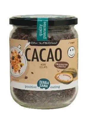 Terrasana Cacao Nibs Bio - 230g - Kochschokolade, bio-zertifiziert und glutenfrei, ideal für gesunde Snacks und zum Verfeinern von Desserts.