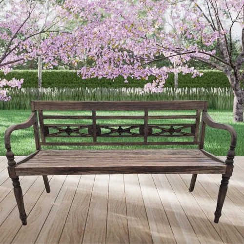 Massive Teakholz Sitzbank CHRISTOS 150cm – Robuste Gartenbank für Innen und Außen - Die stilvolle Teakholzbank CHRISTOS bietet Komfort mit Arm- und Rückenlehne. Ideal für Terrasse und Garten, vereint sie Funktionalität und zeitloses Design.