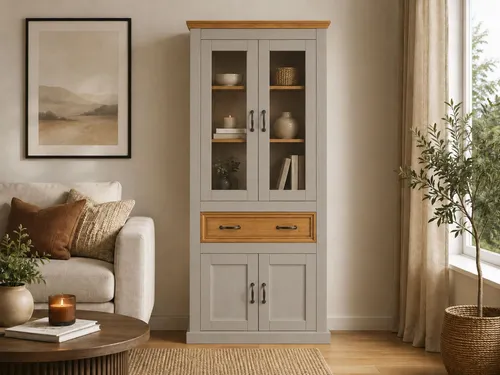 Home affaire Vitrine Selma 180 cm grau