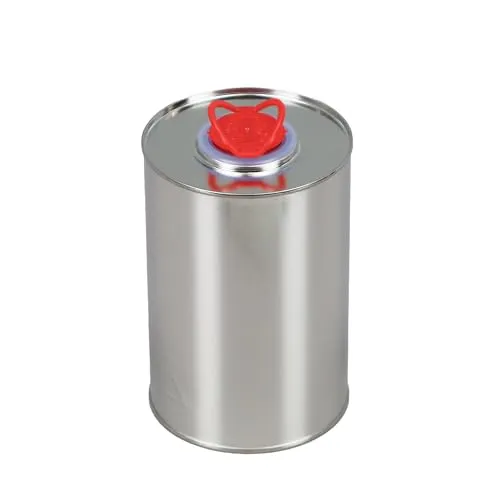 BenBow Weißblecheimer mit Korken und Trichter 1L x100 Weißblechdose, Blechdose, Metalldosen Leer für Öle, Farben, Lacke, Reinigungsflüssigkeiten, Kraftstoffzusätze