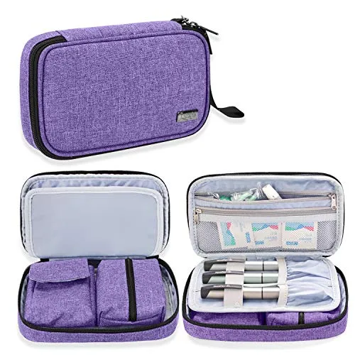 Luxja Diabetikertasche für Unterwegs, Tasche für Blutzuckermessgeräte und Diabetiker Zubehör (Nur Tasche), Lila