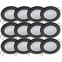 Oktaplex 12er Set Einbauleuchte Sedan inkl. LED-Module Warmweiß 380lm 4,8W Schwarz Deckenstrahler