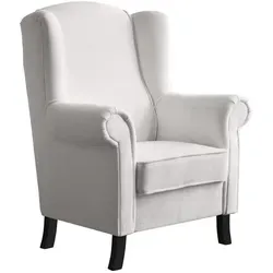 Beautysofa Ohrensessel Leonardo, Beige, Textil, 1-Sitzer, 88x118x86 cm - Eleganter Ohrensessel für Ihr Zuhause. Der Sessel bietet optimalen Sitzkomfort mit hochwertigem Bouclestoff und stilvollen Holzbeinen. Ideal für Wohnzimmer, Schlafzimmer oder Büro.