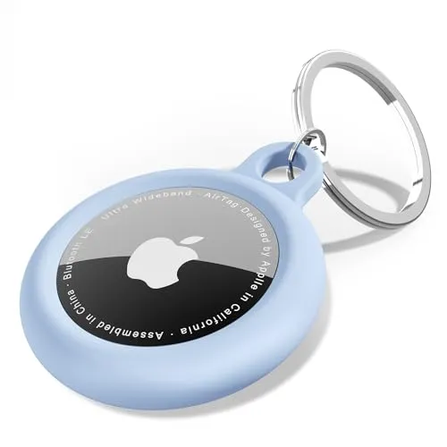 oakxco für Airtag Schlüsselanhänger, Schutzhülle Air Tag Hülle Silikon Anhänger Air Tag Schlüssel Halter Zubehör, Kompatibel Mit Apple Airtag Schlüsselbund Gepäckanhänger Case, Hellblau