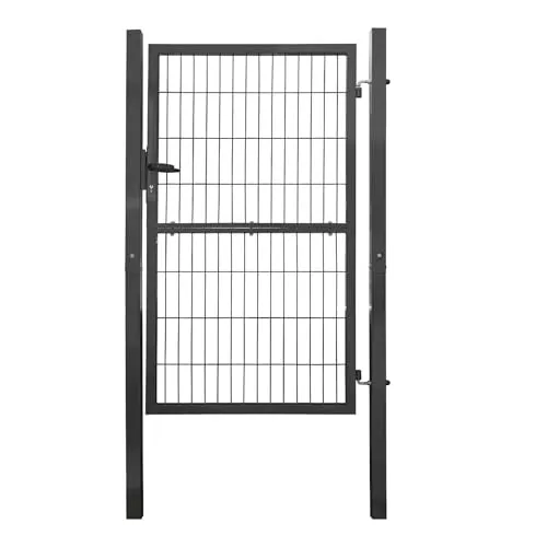 V2Aox Gartentor Gartentür Zauntür Zauntor Gartenpforte Quadratrohr Anthrazit Grün mit Schloss, Farbe/Türhöhe:Anthrazit / 160 cm